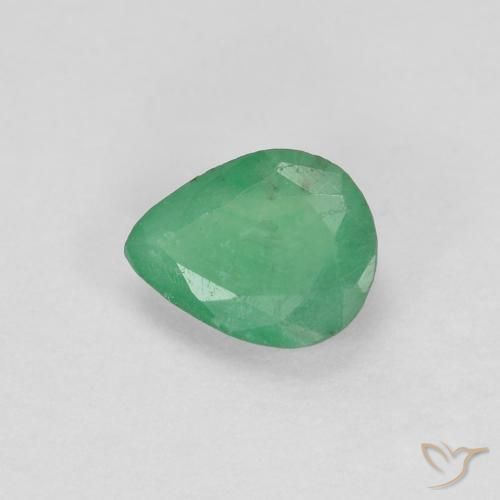 Esmeralda Verde médio Natural 0.41ct, Formato de pêra, SI