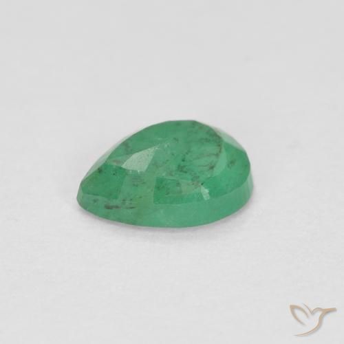 Esmeralda trevo verde Natural 0.32ct, Formato de pêra, SI