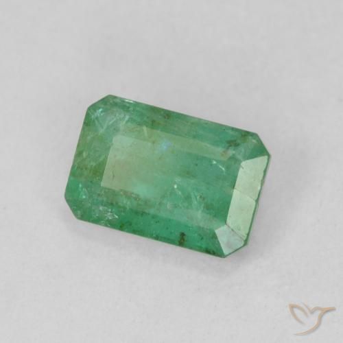 Esmeralda Verde claro fresco Natural 0,88ct, Corte Esmeralda, SI