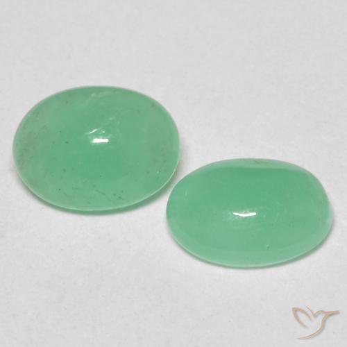Pedras preciosas de Esmeralda Samambaia verde natural de 0.99 ct, oval, Translúcido