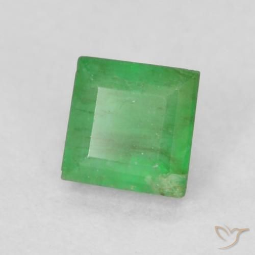 Esmeralda trevo verde Natural 0.16ct, Quadrado, I1