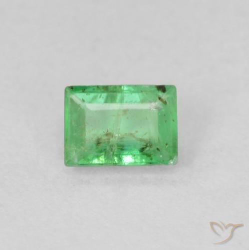 Esmeralda verde natural 0,19ct, baguete, VS