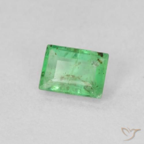 Esmeralda verde natural 0,19ct, baguete, VS