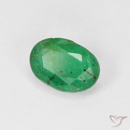 Esmeralda verde quente Natural 0.93ct, oval, SI