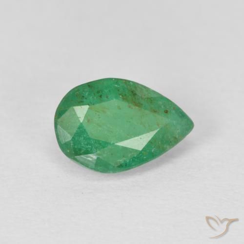 Esmeralda Verde médio Natural 0.73ct, Formato de pêra, SI