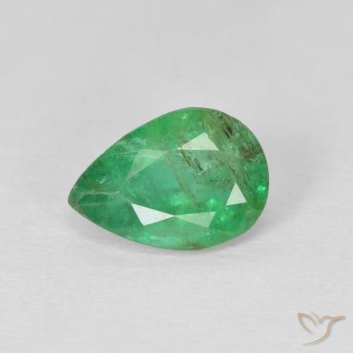 Esmeralda Verde médio Natural 0.63ct, Formato de pêra, SI