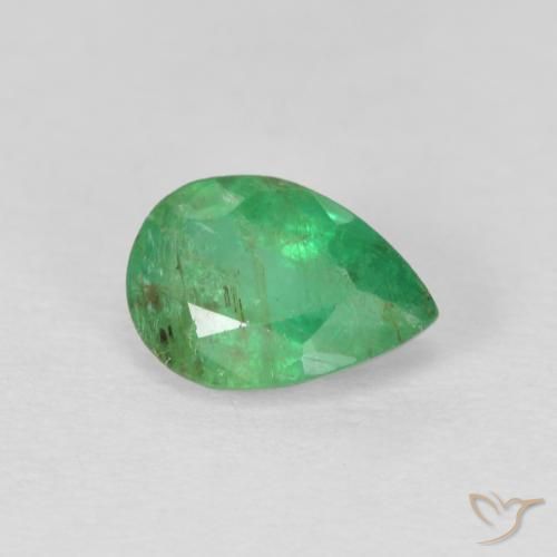 Esmeralda Verde médio Natural 0.63ct, Formato de pêra, SI