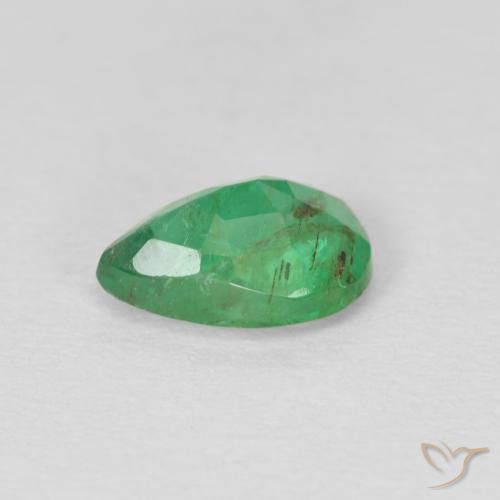 Esmeralda Verde médio Natural 0.63ct, Formato de pêra, SI