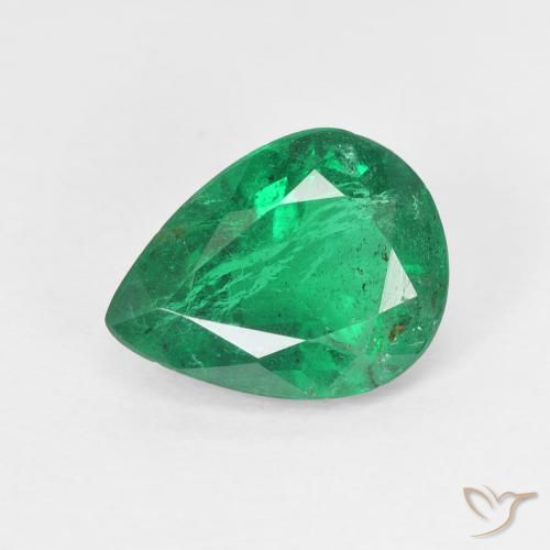 Esmeralda verde escuro Natural 1.70ct, Formato de pêra, VS