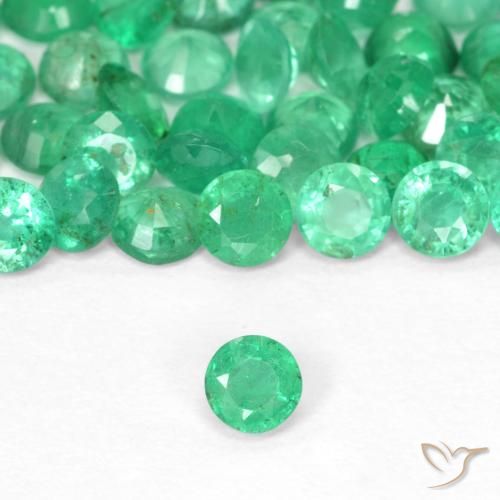 0.12ct Natural Verde Brilhante Esmeralda, Redondo, SI