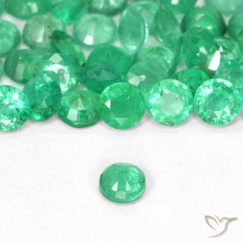 Esmeralda Verde Brilhante Natural 0.12ct, Redondo, SI