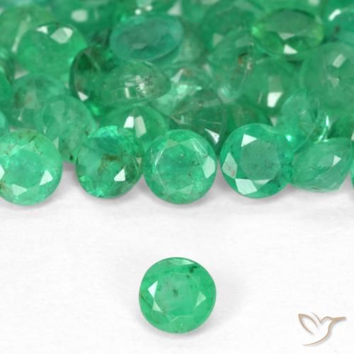 0.17ct Natural Verde Brilhante Esmeralda, Redondo, SI
