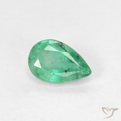 Esmeralda Verde médio Natural 0.42ct, Formato de pêra, SI