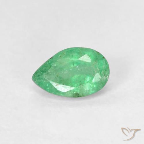 0.45ct Natural Verde claro fresco Esmeralda, Formato de pêra, SI