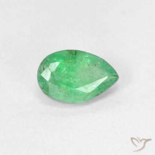 Esmeralda Verde claro fresco Natural 0.45ct, Formato de pêra, SI