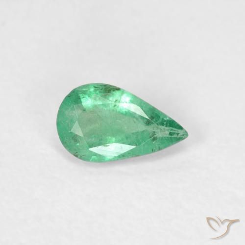 Esmeralda verde intenso Natural 0.32ct, Formato de pêra, SI