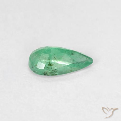 Esmeralda verde intenso Natural 0.32ct, Formato de pêra, SI
