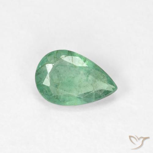 Esmeralda Verde claro fresco Natural 0.37ct, Formato de pêra, SI