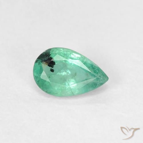 Esmeralda verde médio natural 0,37ct, formato de pêra, SI