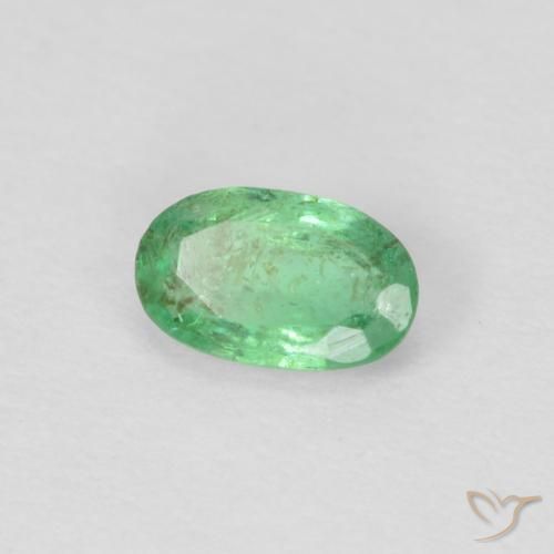 Esmeralda Verde amarelado claro Natural 0.21ct, oval, VS-SI