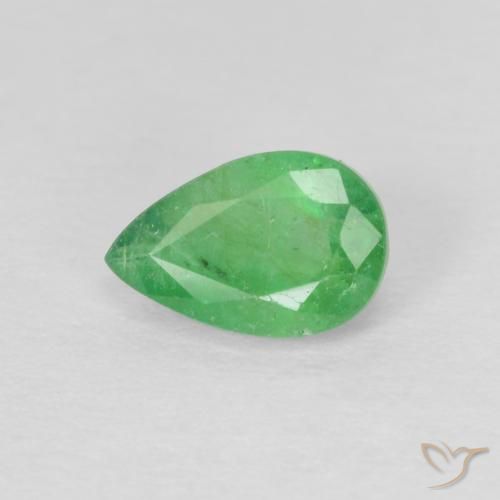 0.43ct Natural Verde amarelado Esmeralda, Formato de pêra, SI