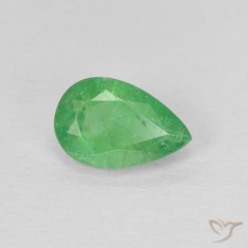 Esmeralda Verde amarelado Natural 0.43ct, Formato de pêra, SI