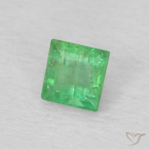 Esmeralda trevo verde Natural 0.16ct, Quadrado, VS-SI