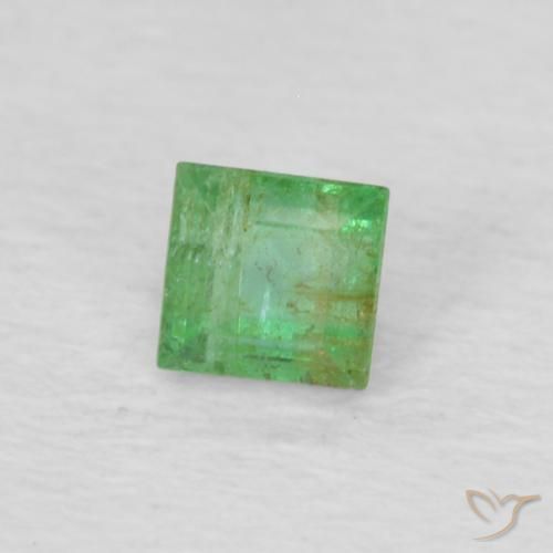 Esmeralda Verde amarelado Natural 0.15ct, Quadrado, VS-SI