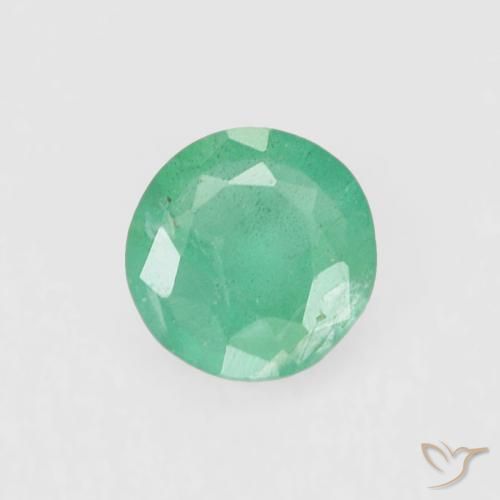 Esmeralda verde natural 0,16ct, corte redondo, VS