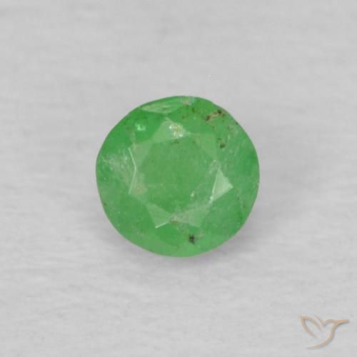 0.15ct Natural Verde amarelado claro Esmeralda, Redondo, VS-SI