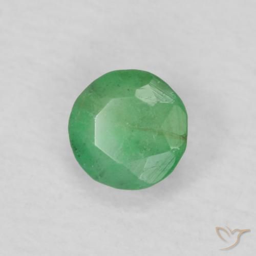 Esmeralda Verde amarelado Natural 0.16ct, Redondo, VS-SI