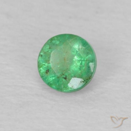 Esmeralda Luz verde Natural 0.15ct, Corte Redondo, VS-SI