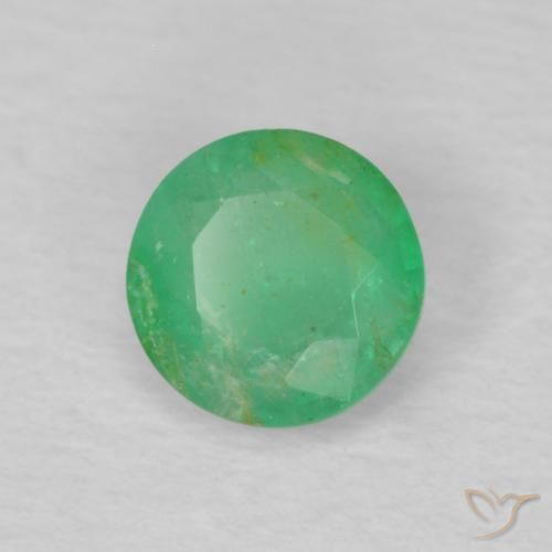 Esmeralda Verde amarelado Natural 0.27ct, Redondo, VS-SI