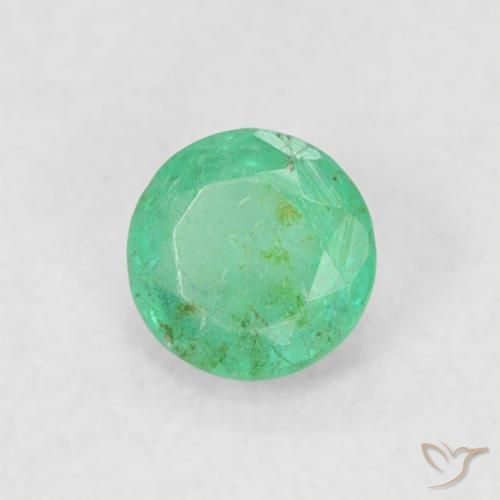 Esmeralda verde elétrico Natural 0.17ct, Redondo, SI