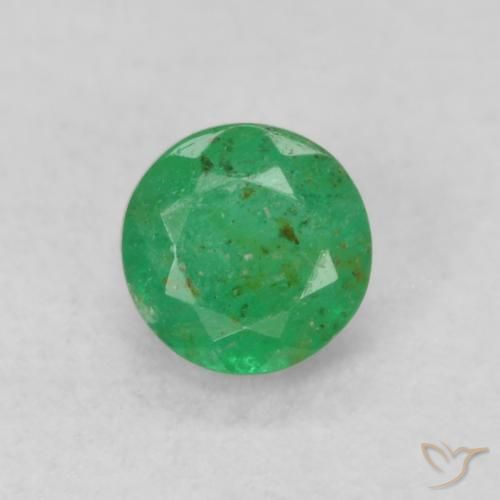 0.18ct Natural Luz verde Esmeralda, Redondo, SI
