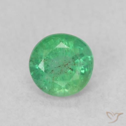 0.18ct Natural Luz verde Esmeralda, Redondo, SI