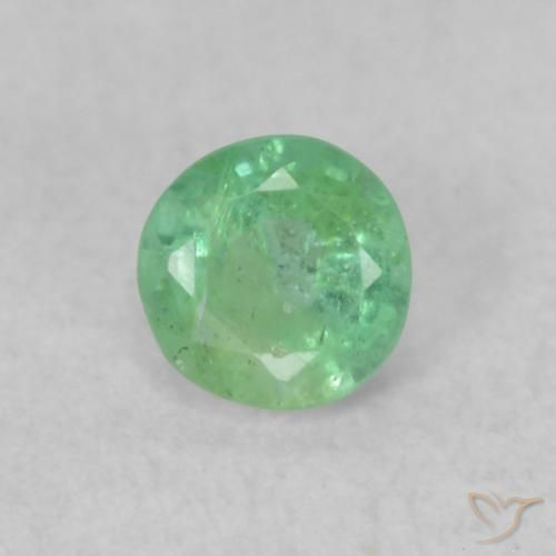 0.17ct Natural Verde amarelado claro Esmeralda, Redondo, SI