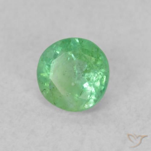Esmeralda Verde amarelado claro Natural 0.17ct, Redondo, SI