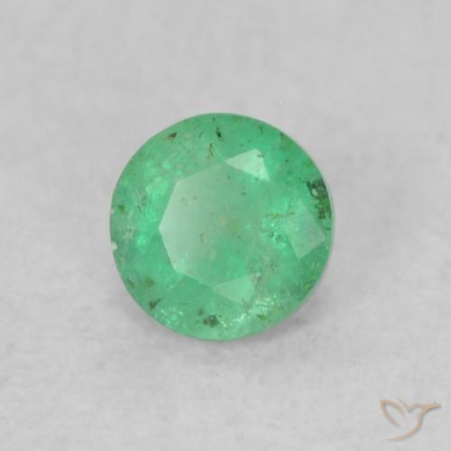 Esmeralda verde intenso Natural 0.17ct, Redondo, SI