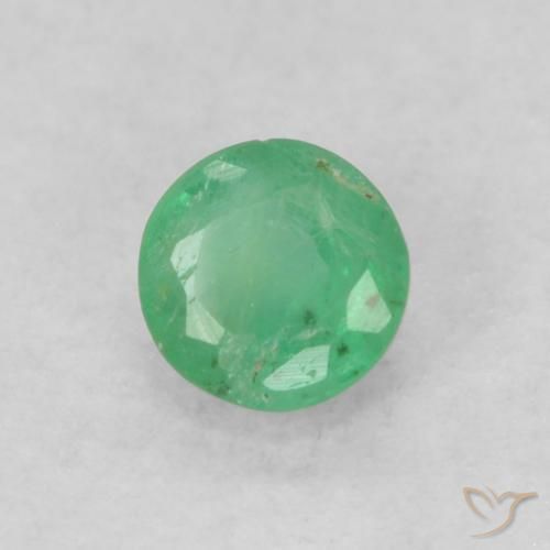 Esmeralda verde elétrico Natural 0.19ct, Redondo, SI