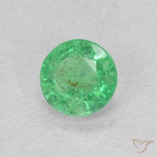 Esmeralda verde intenso Natural 0.16ct, Corte Redondo, SI
