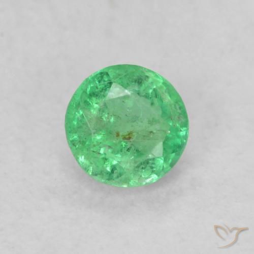Esmeralda verde intenso Natural 0.16ct, Corte Redondo, SI