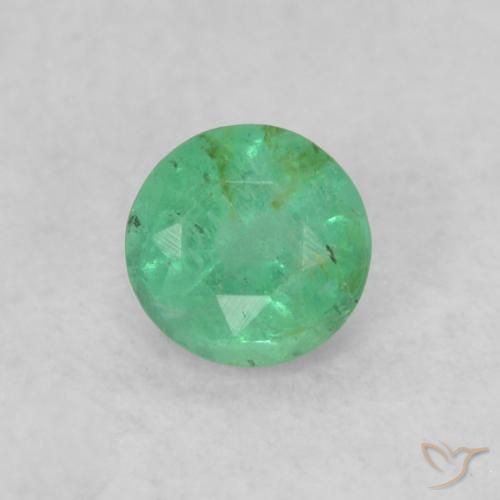 0.17ct Natural Verde amarelado Esmeralda, Redondo, SI