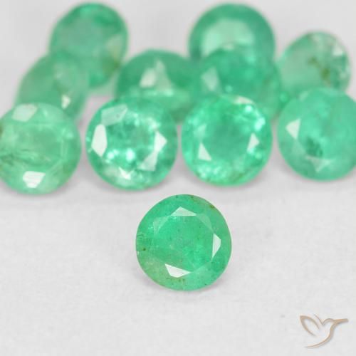 Esmeralda verde natural 0,18ct, corte redondo, SI