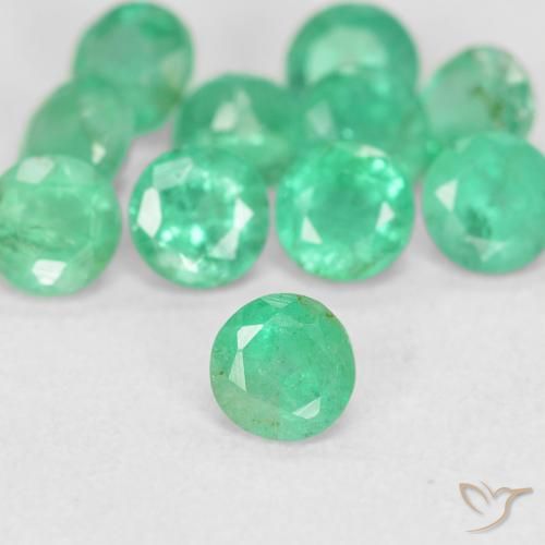 Esmeralda verde natural 0,18ct, corte redondo, SI