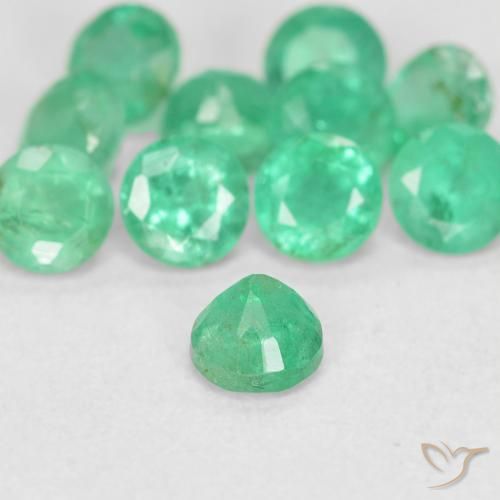 Esmeralda verde natural 0,18ct, corte redondo, SI