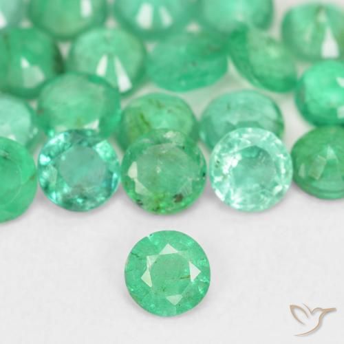 Esmeralda verde natural 0,12ct, corte redondo, SI