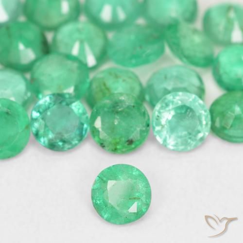 Esmeralda verde natural 0,12ct, corte redondo, SI