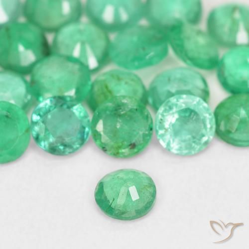 Esmeralda verde natural 0,12ct, corte redondo, SI