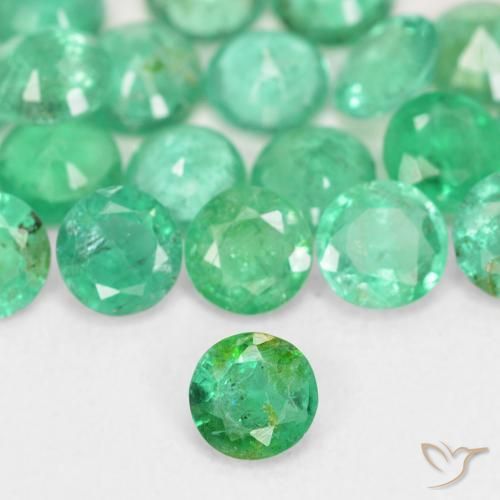 Esmeralda verde natural 0,13ct, corte redondo, SI